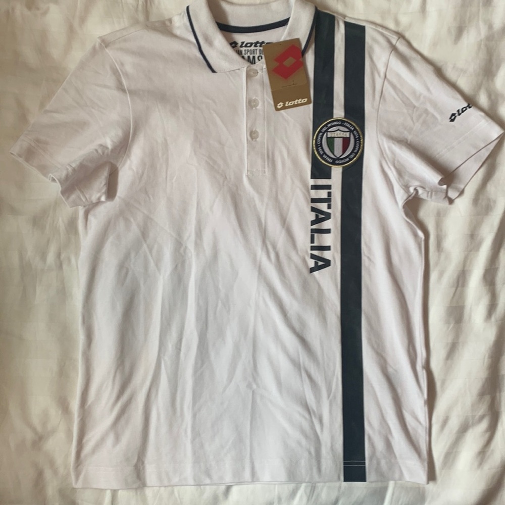Vintage lotto Italian sport teams 1994 World Cup white cotton polo shirt NWT